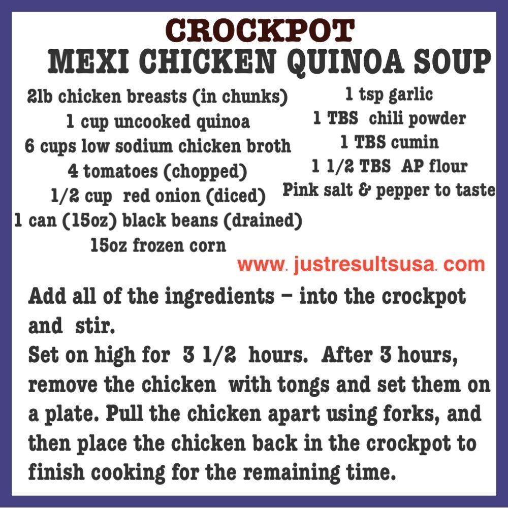 A recipe for crockpot mexi chicken quinoa soup