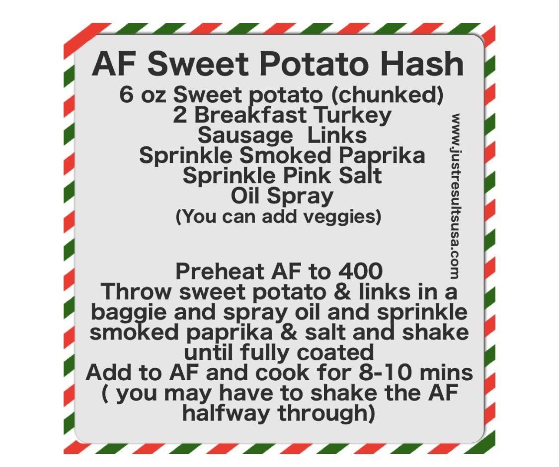 A label that says sweet potato hash on it