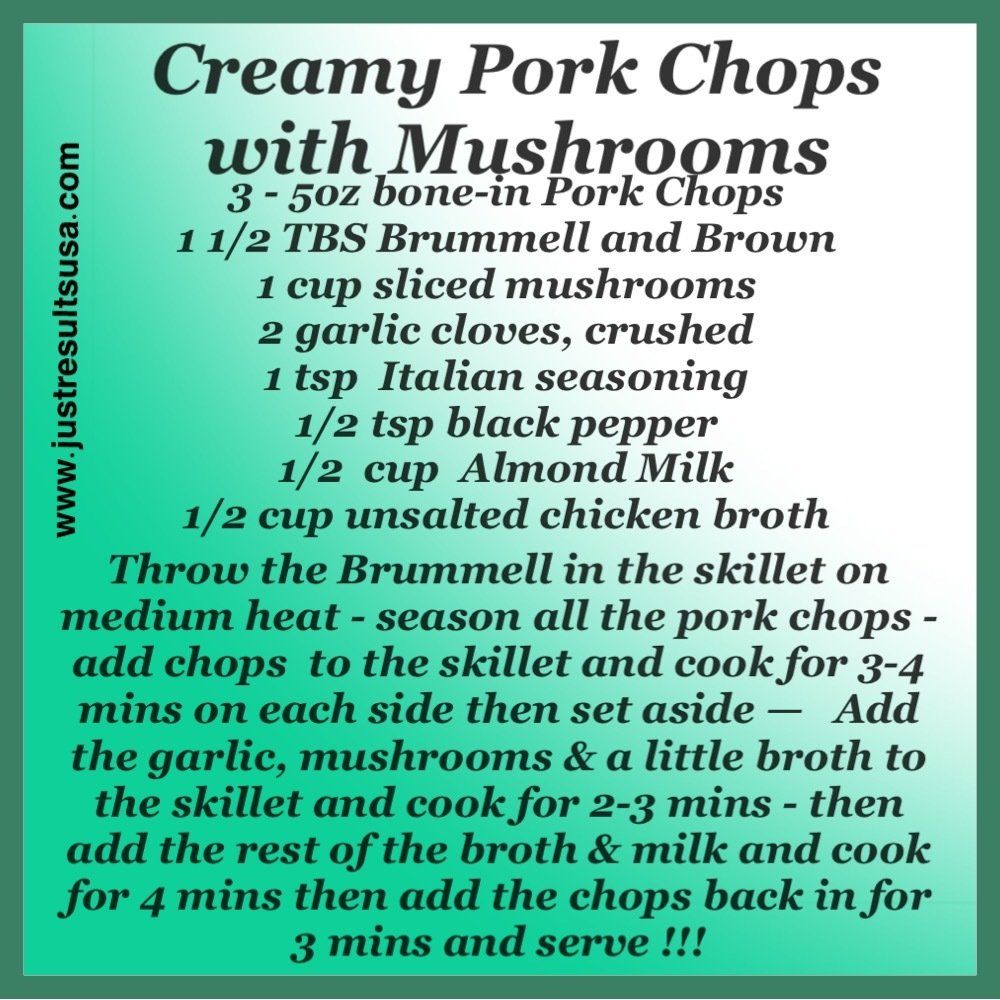 A recipe for creamy pork chops with mushrooms