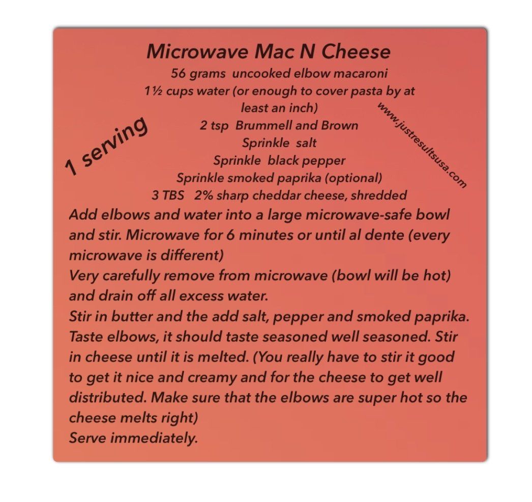 A recipe for microwave mac n cheese with 1 serving