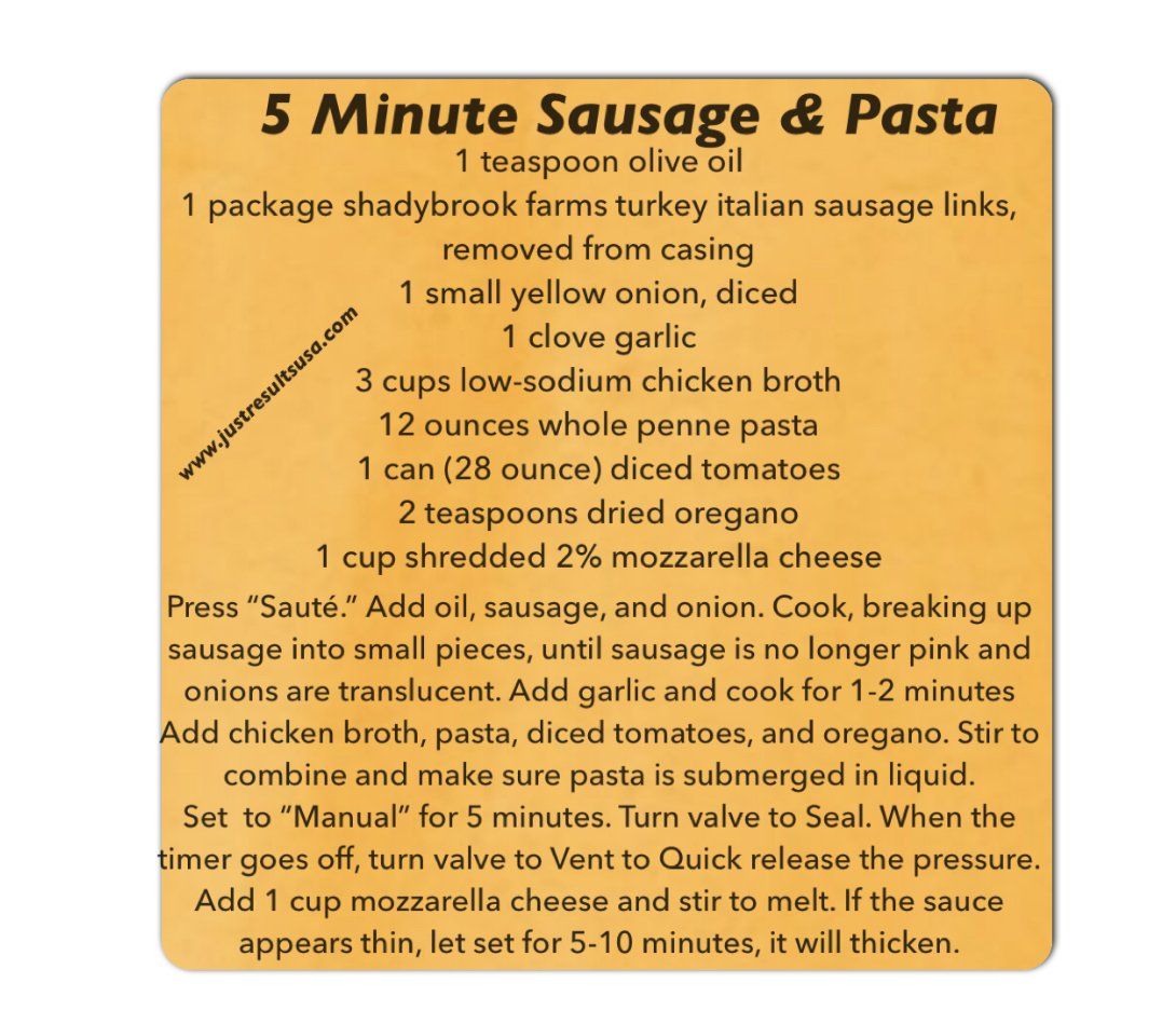 A recipe for a 5 minute sausage and pasta