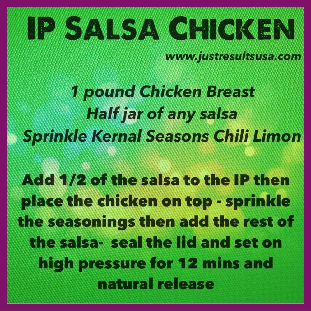 A picture of a recipe for ip salsa chicken