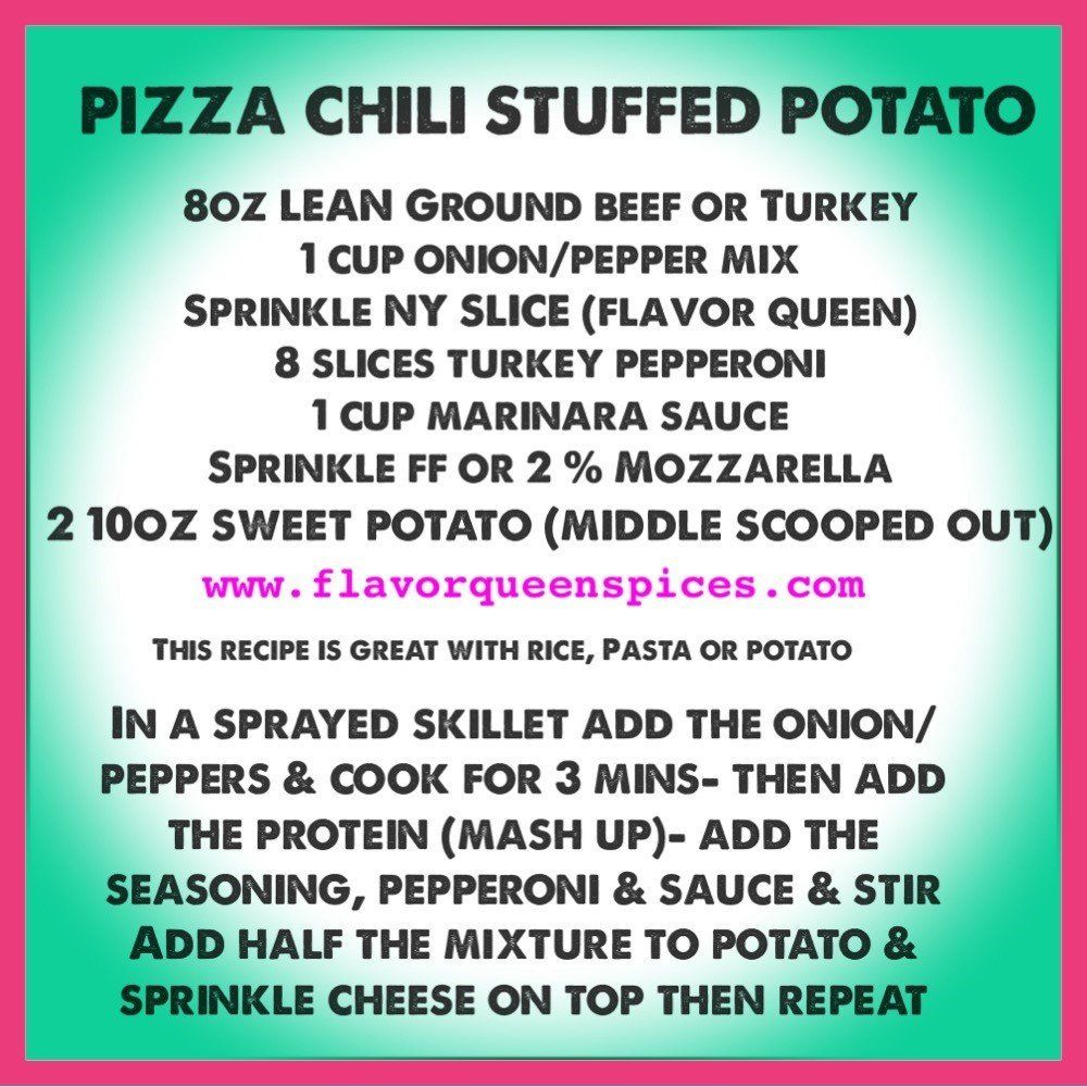 A recipe for a pizza chili stuffed potato
