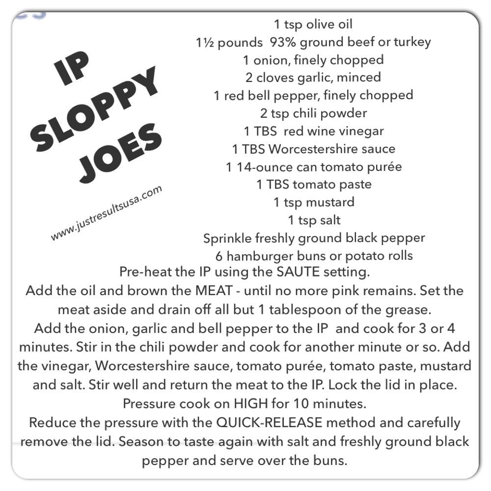 A recipe for sloppy joes is written in black and white