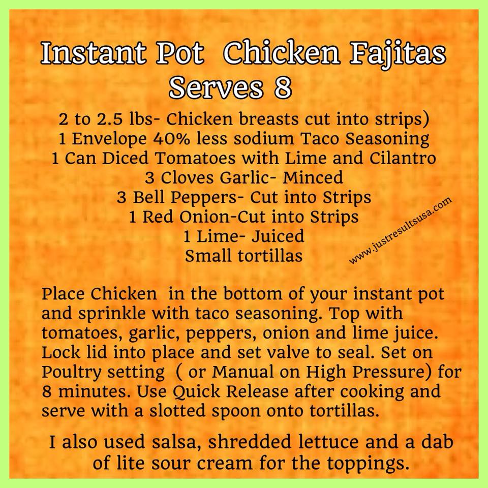 A recipe for instant pot chicken fajitas serves 8