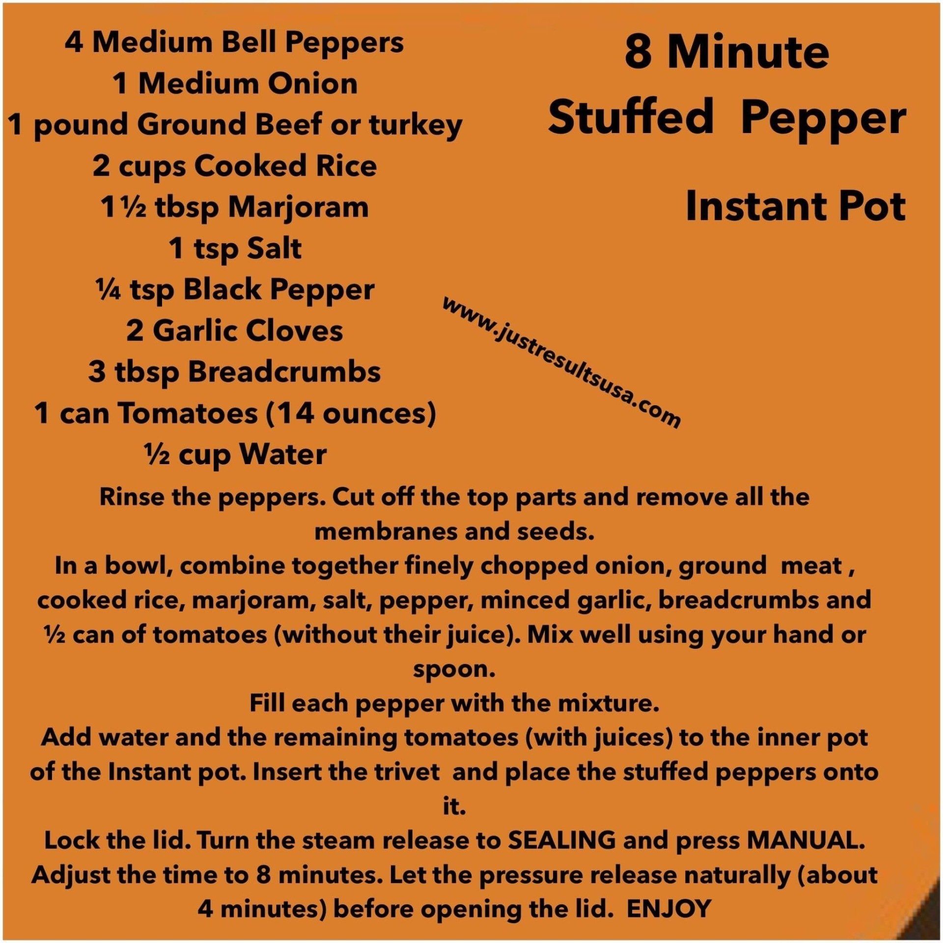 A recipe for 8 minute stuffed pepper instant pot