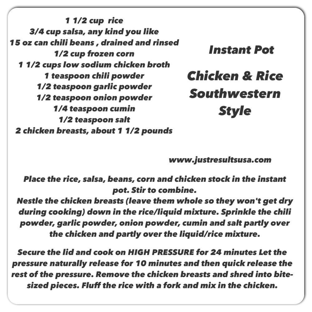 A recipe for instant pot chicken and rice southwestern style