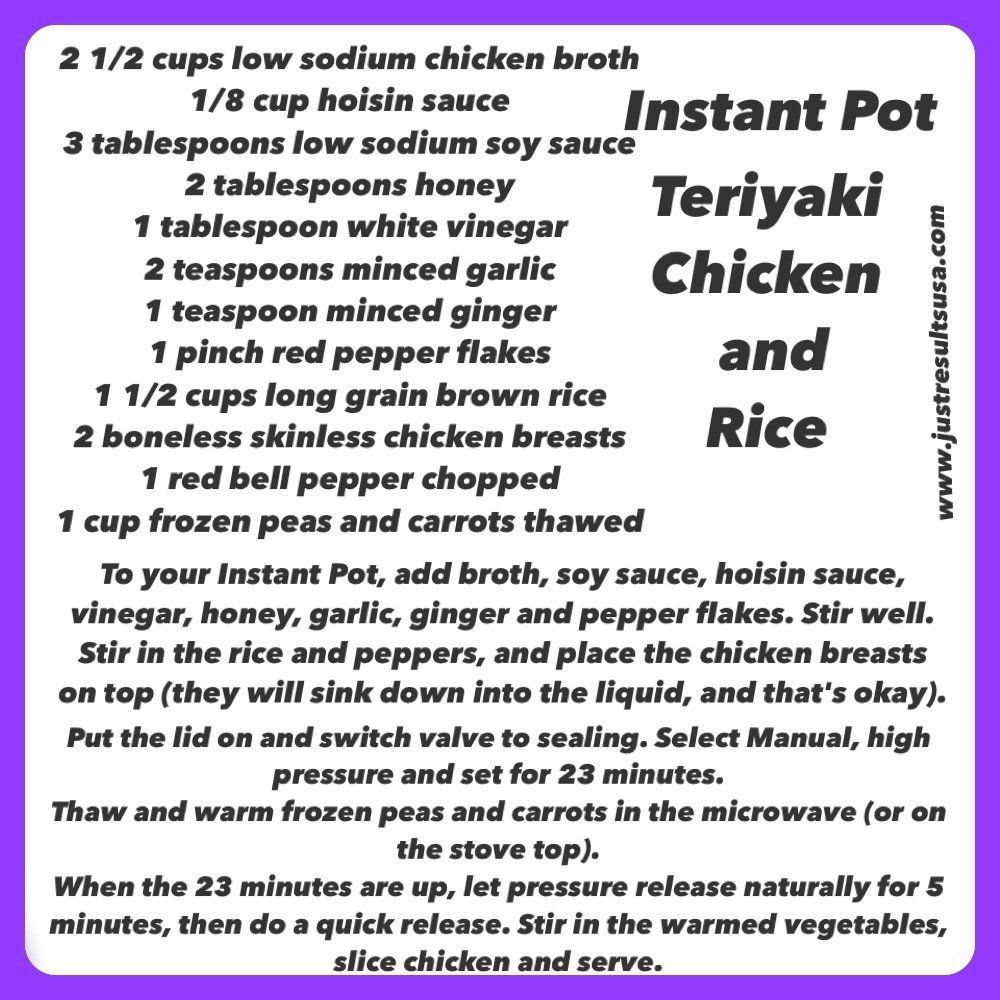 A recipe for instant pot teriyaki chicken and rice