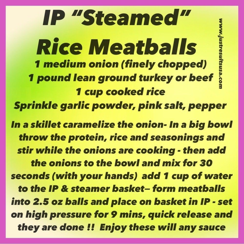 A recipe for ip steamed rice meatballs is shown