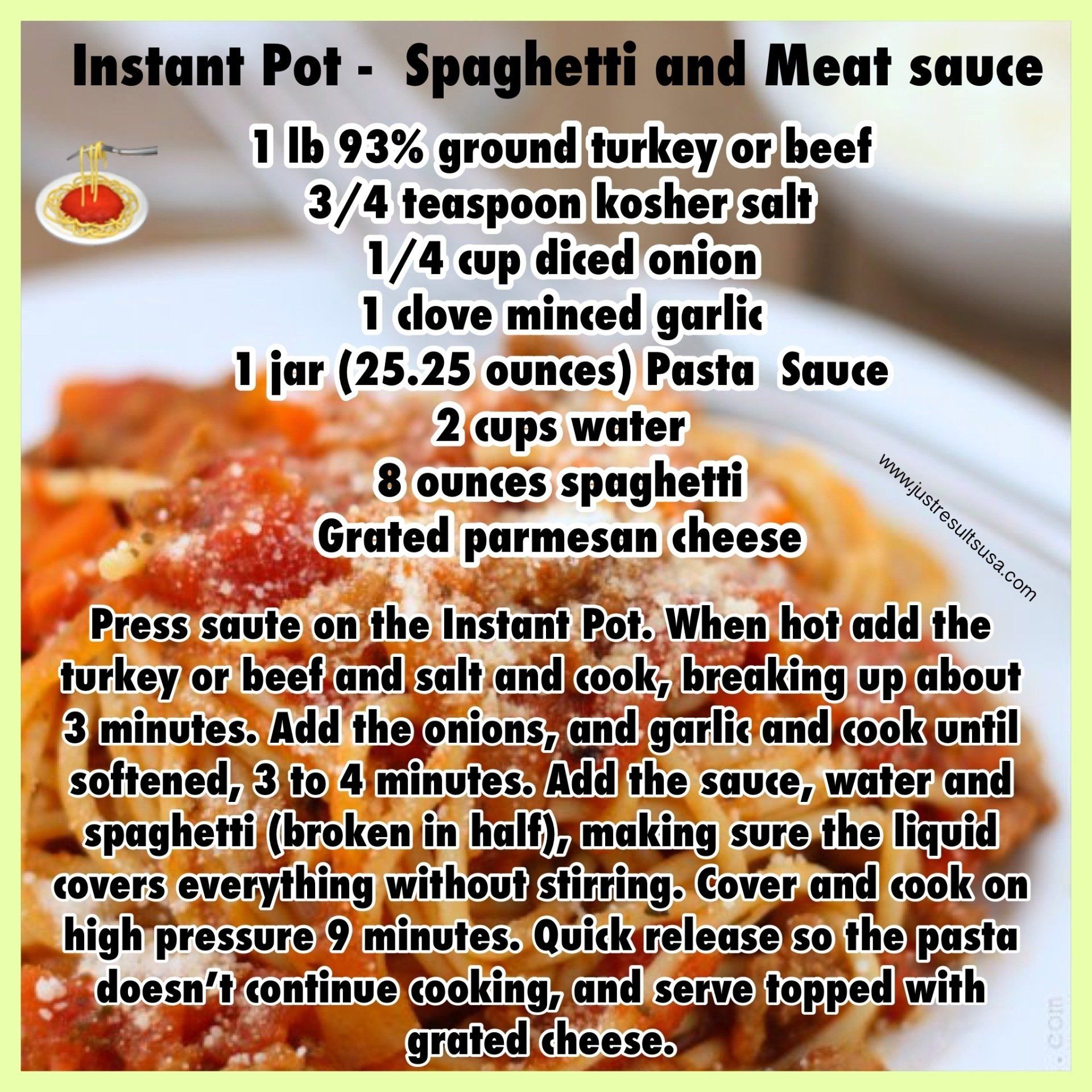 A recipe for instant pot spaghetti and meat sauce