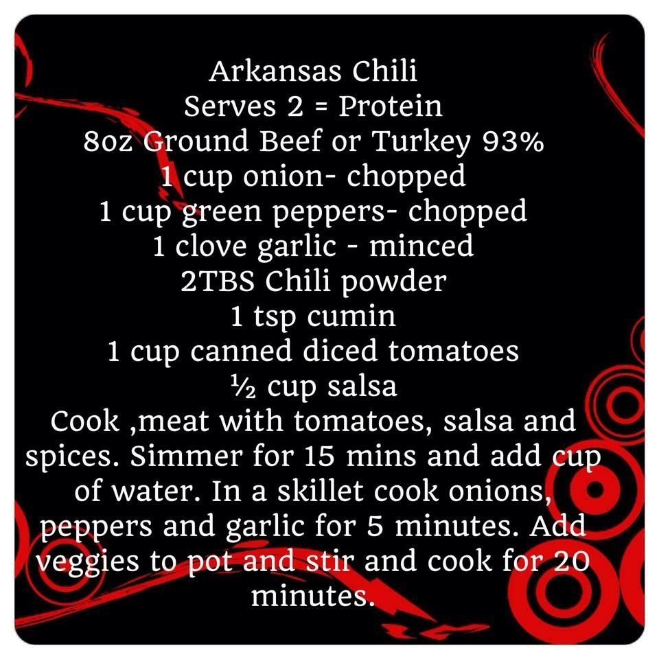 A recipe for arkansas chili serves 2 = protein