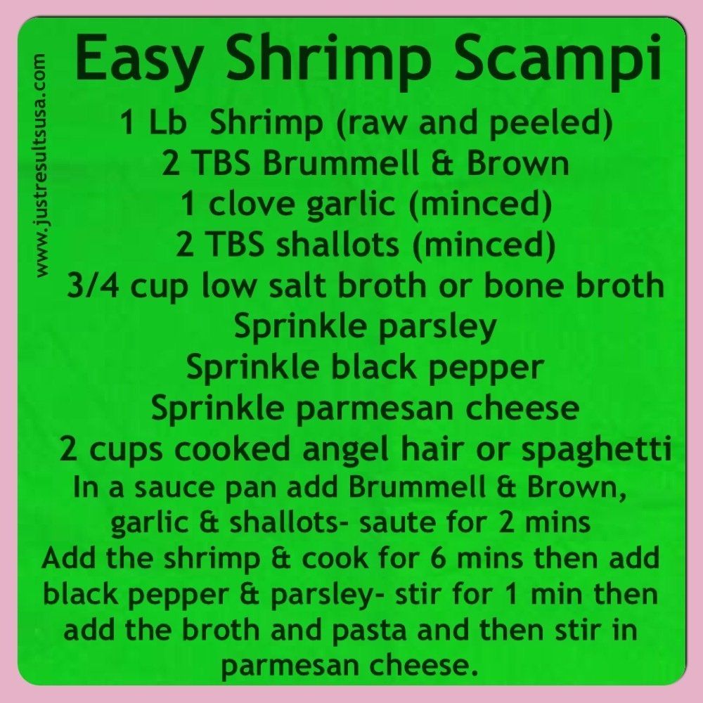 A recipe for easy shrimp scampi includes 1 lb shrimp