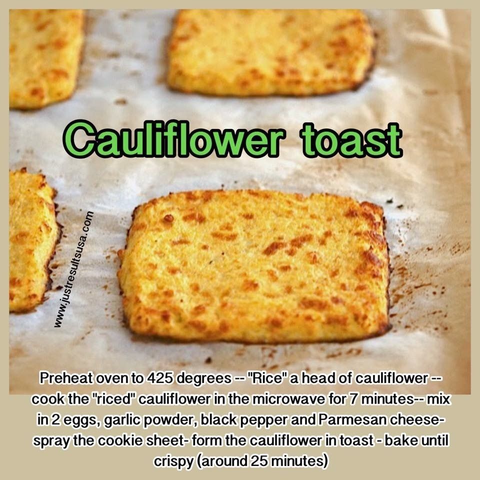 Cauliflower toast is being cooked in the microwave for 7 minutes
