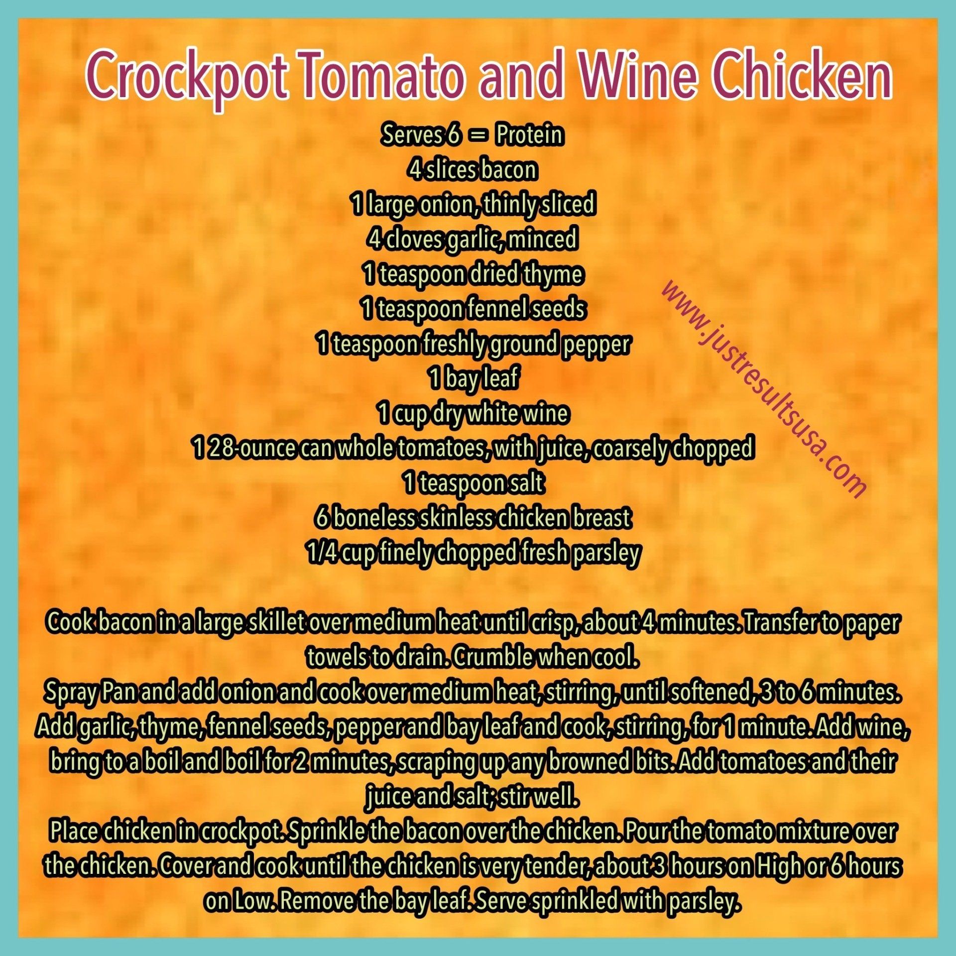 A recipe for crockpot tomato and wine chicken