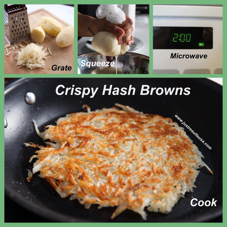 A collage of pictures showing how to make crispy hash browns