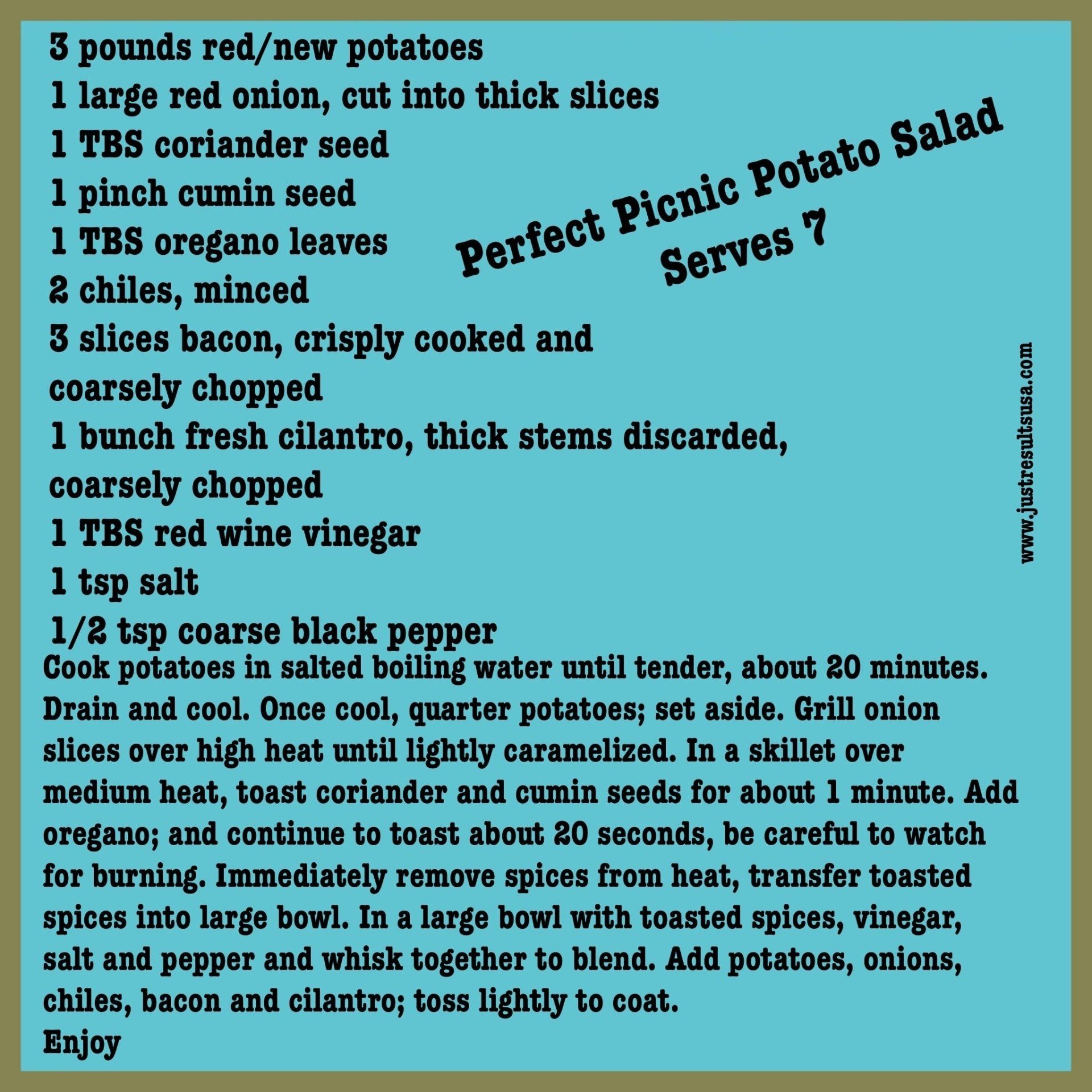 A recipe for a perfect picnic potato salad serves 7