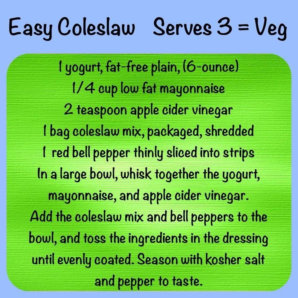 A recipe for easy coleslaw serves 3 = veg