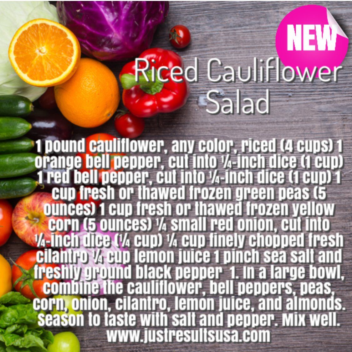 A recipe for a riced cauliflower salad