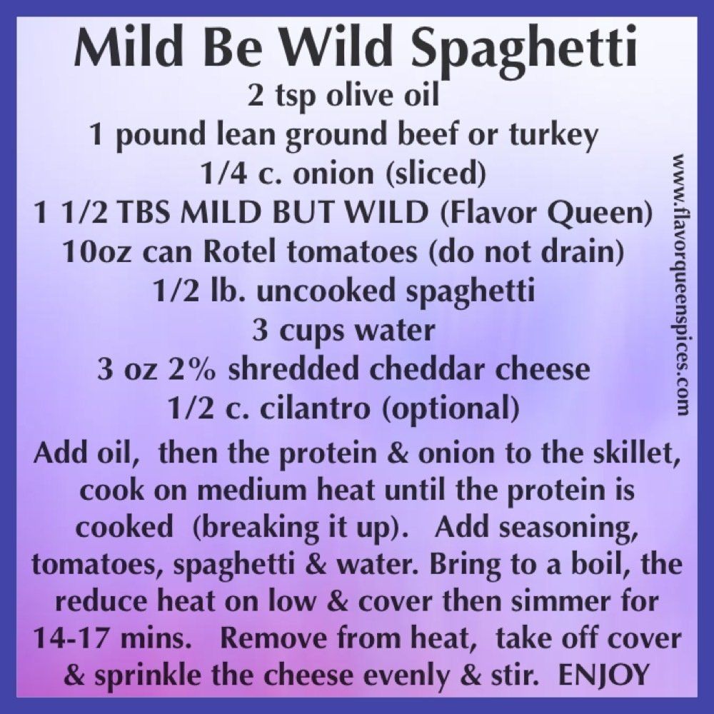 A recipe for mild be wild spaghetti includes 2 tsp olive oil