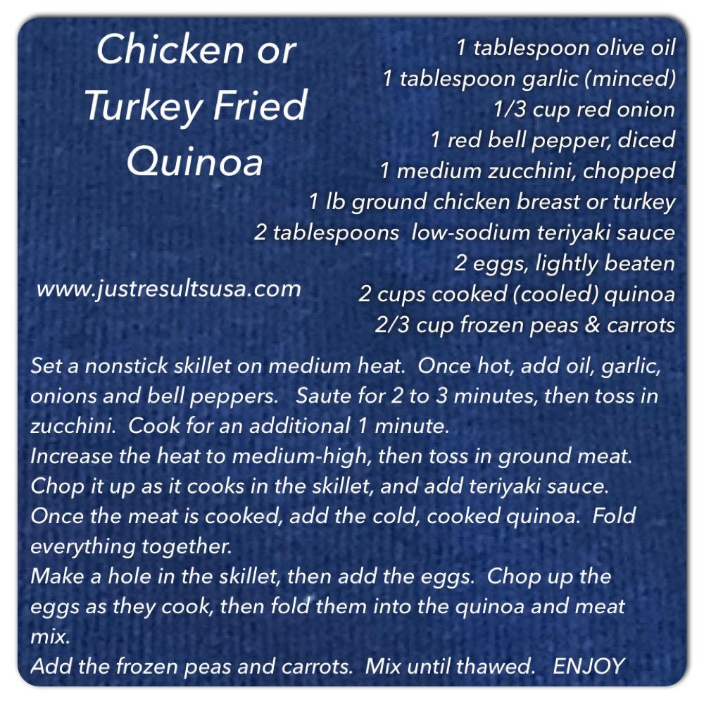 A recipe for chicken or turkey fried quinoa