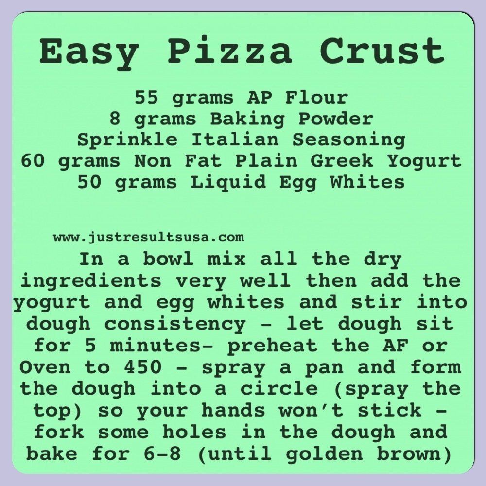 A recipe for easy pizza crust includes 55 grams ap flour