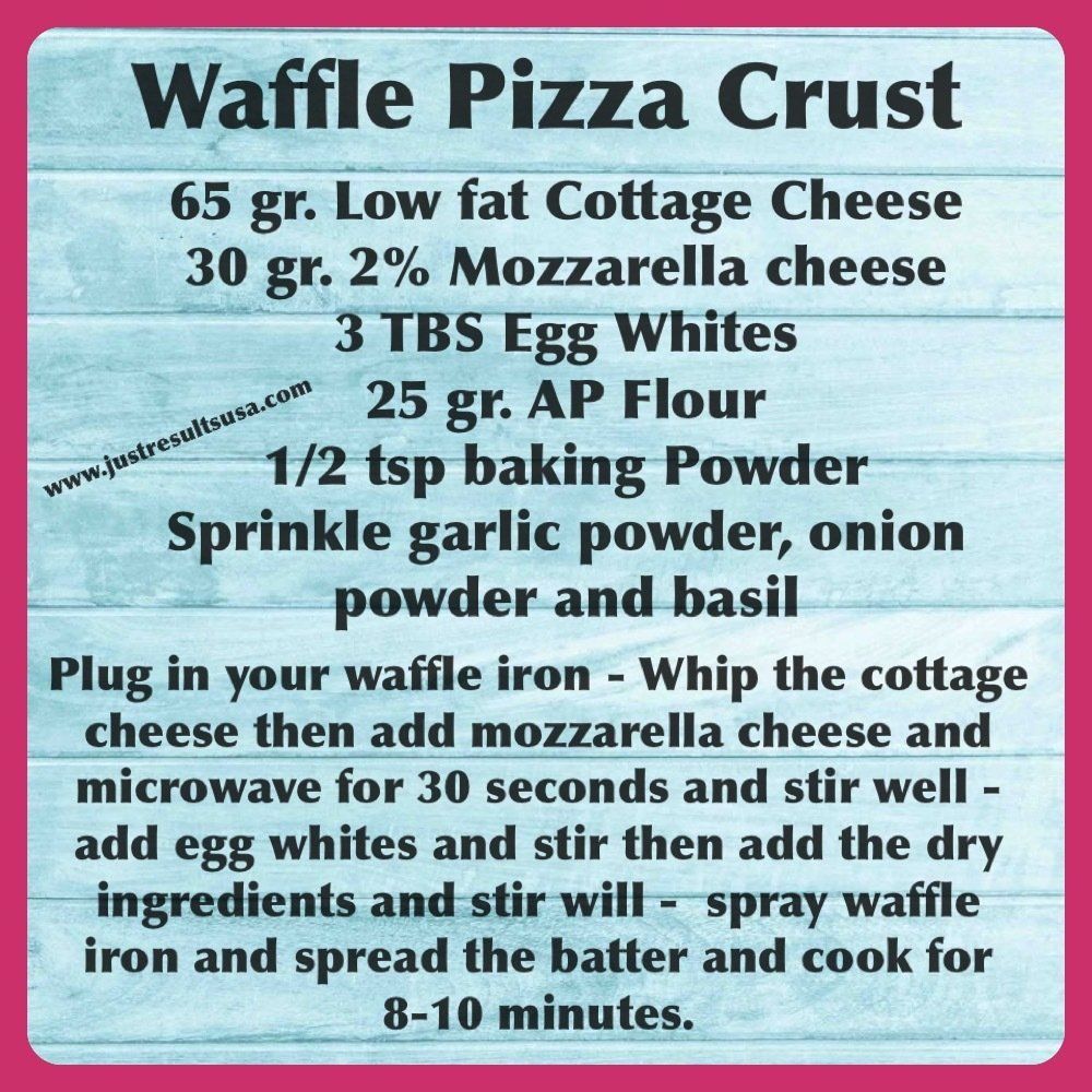 A recipe for waffle pizza crust is written on a piece of paper