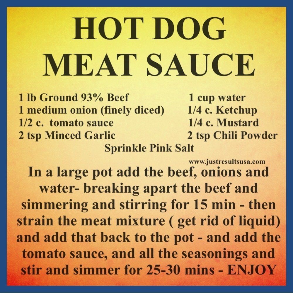 A recipe for hot dog meat sauce includes beef onions and water