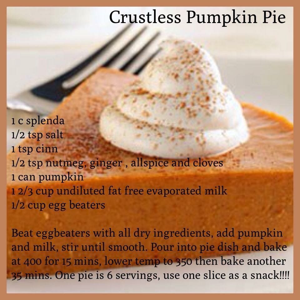 A recipe for a crustless pumpkin pie with whipped cream on top