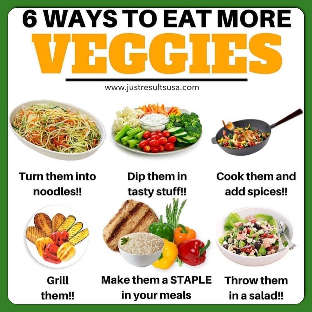 A poster that says 6 ways to eat more veggies