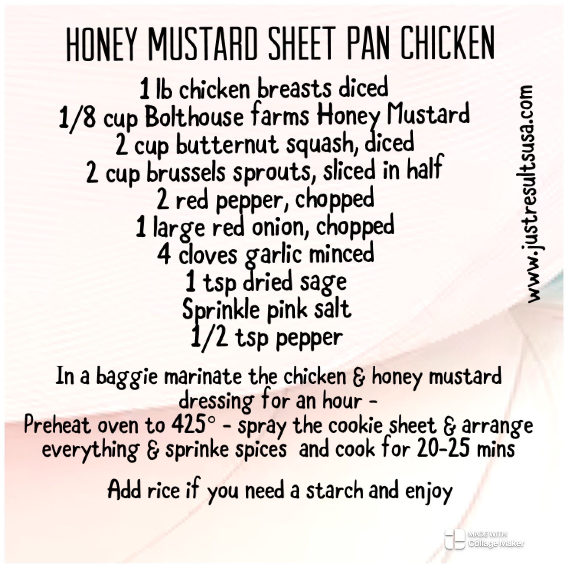 A recipe for honey mustard sheet pan chicken