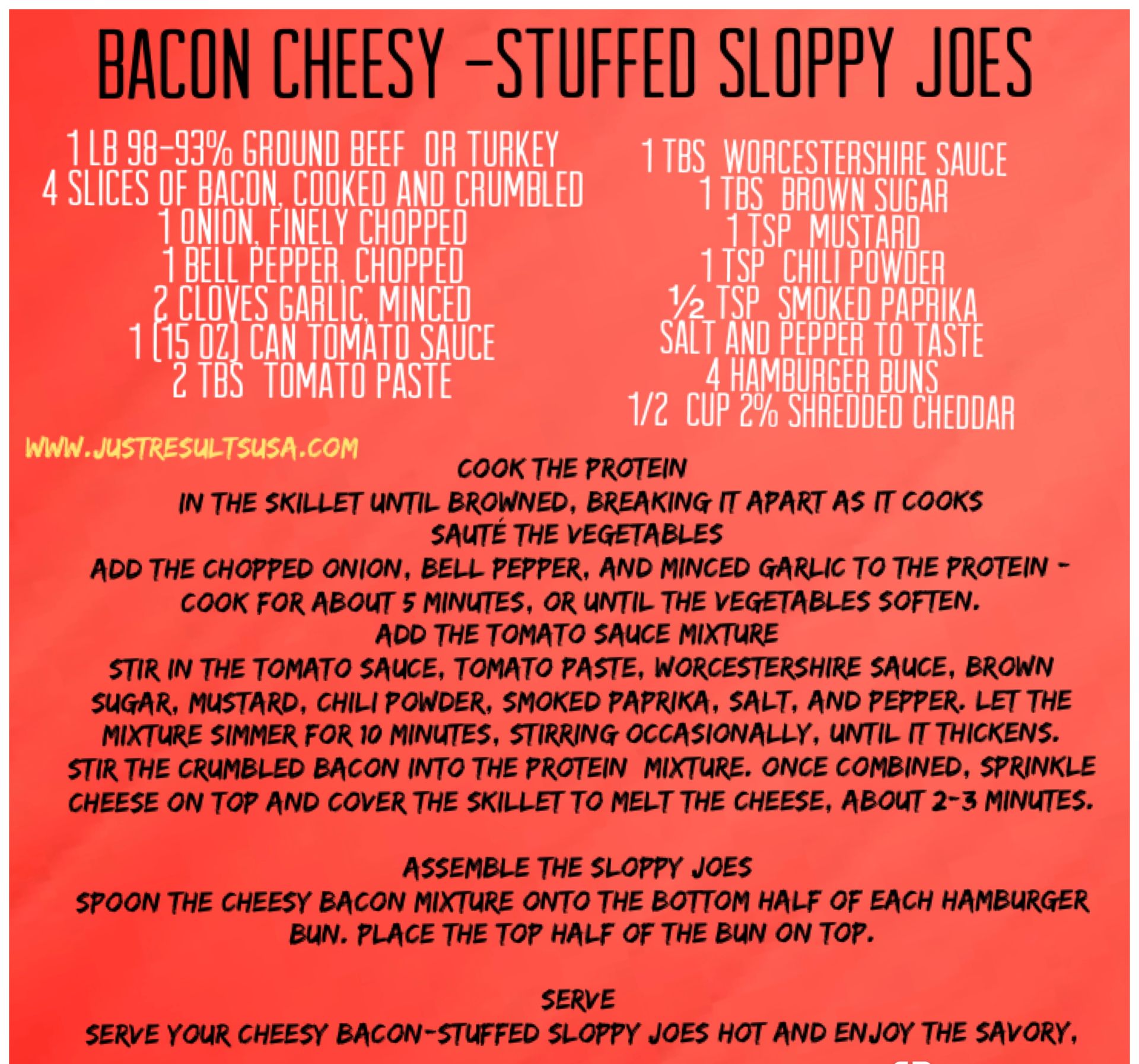 A recipe for bacon cheesy stuffed sloppy joes
