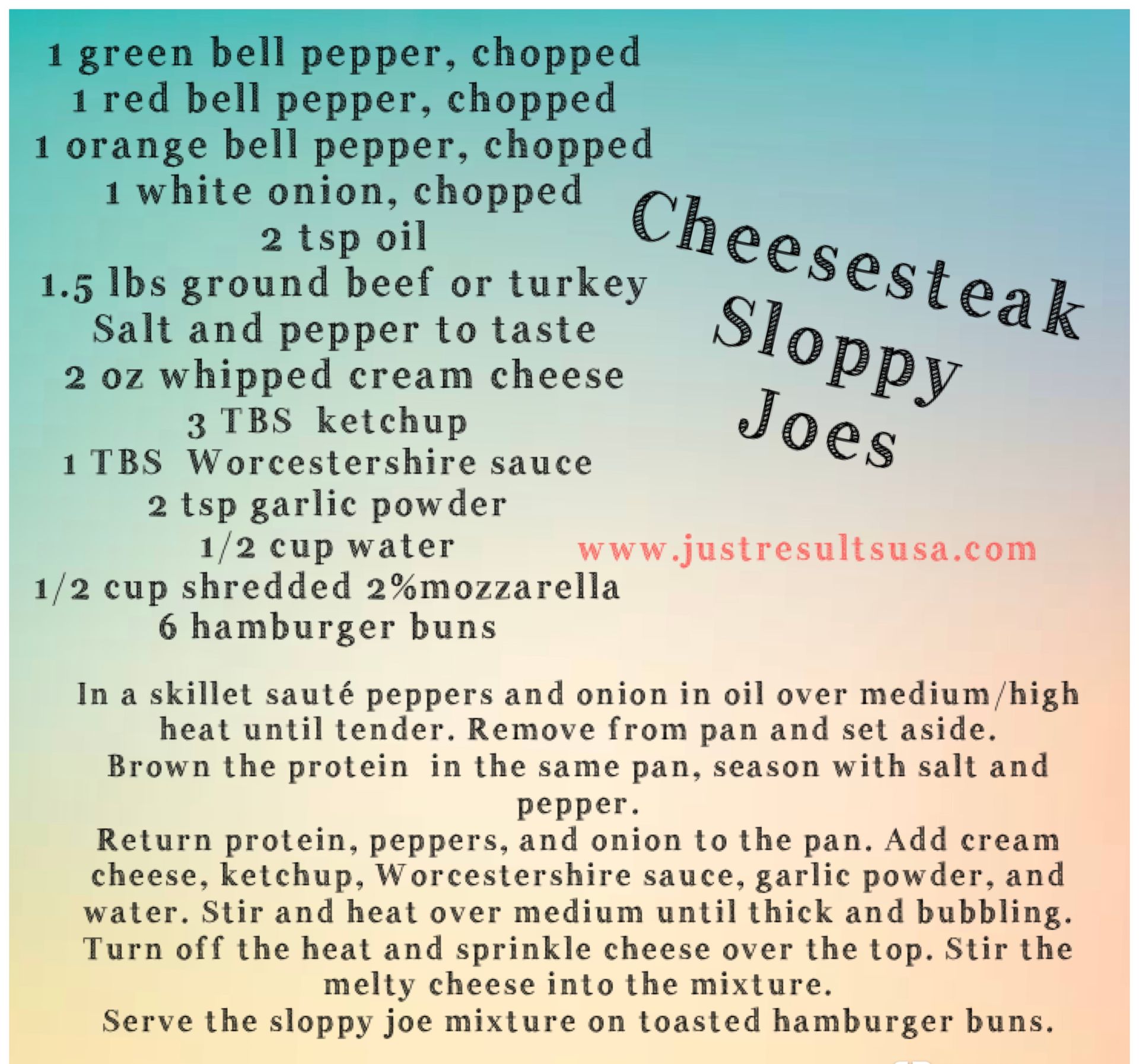 A recipe for cheesesteak sloppy joes