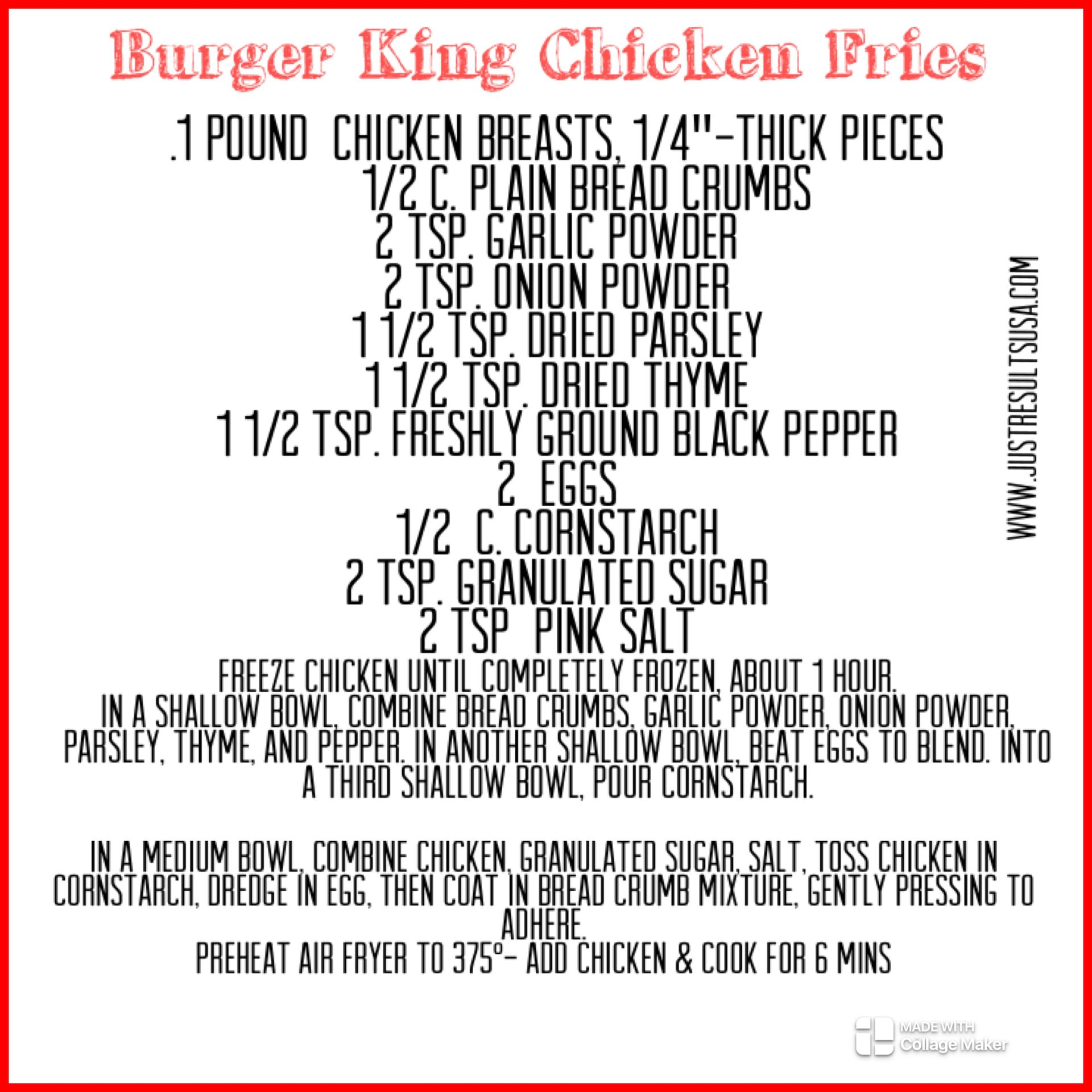 Burger King Chicken Fries Recipe