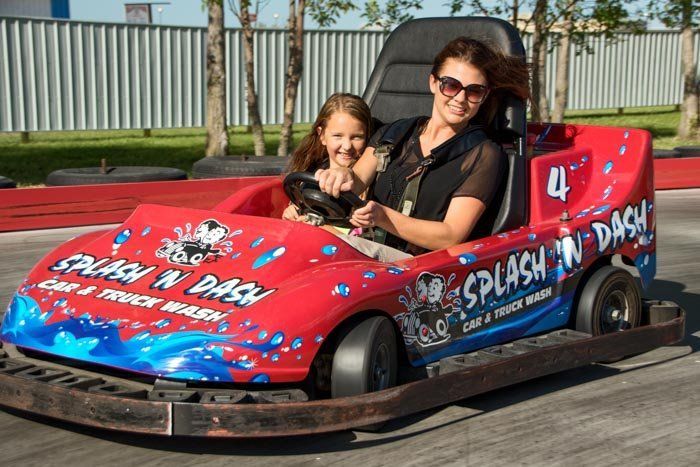 Mother and daughter go karting