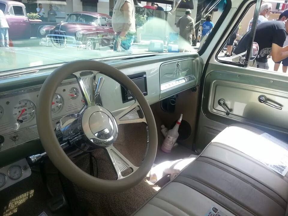 Interior of vintage car with audio system installed