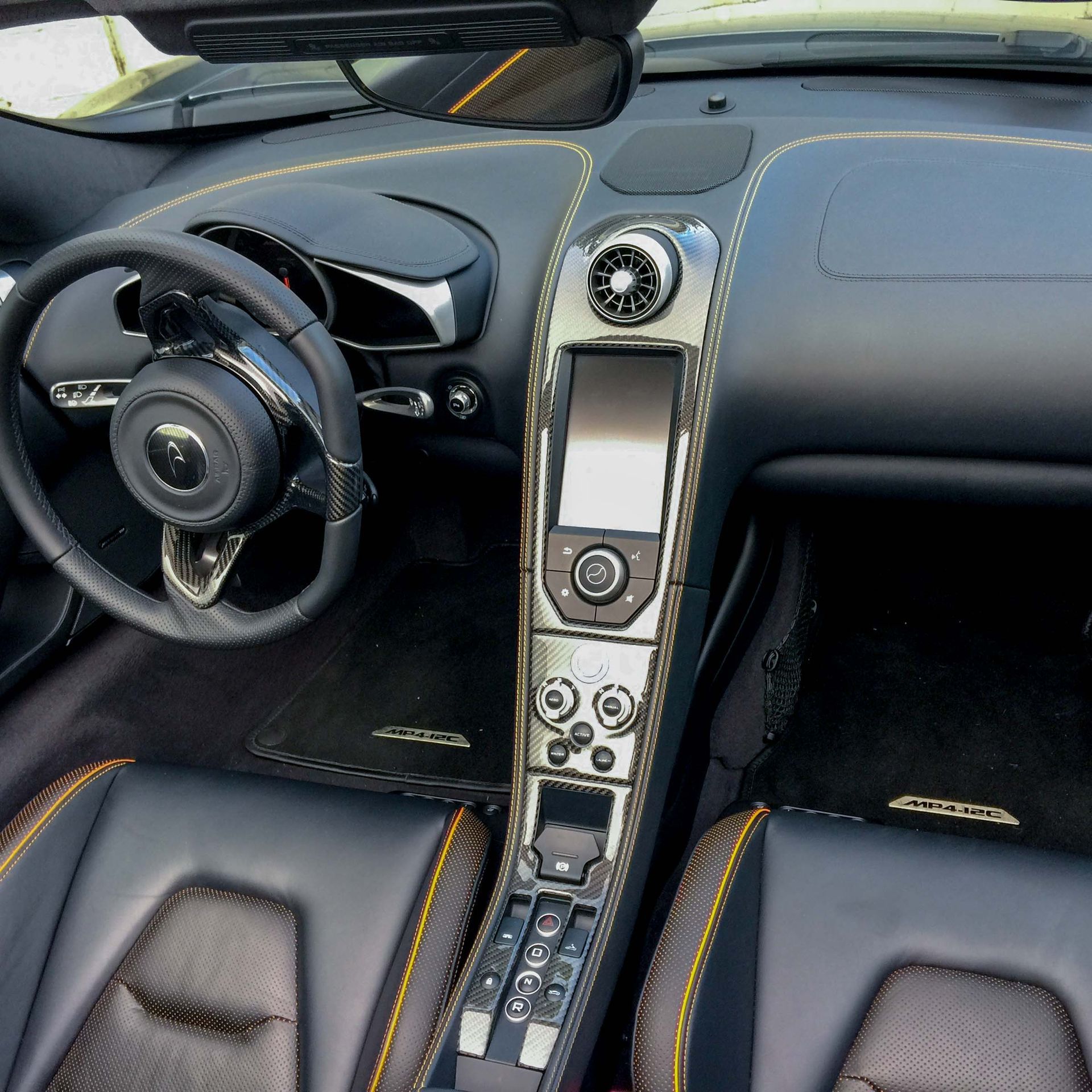Interior of car with stereo system