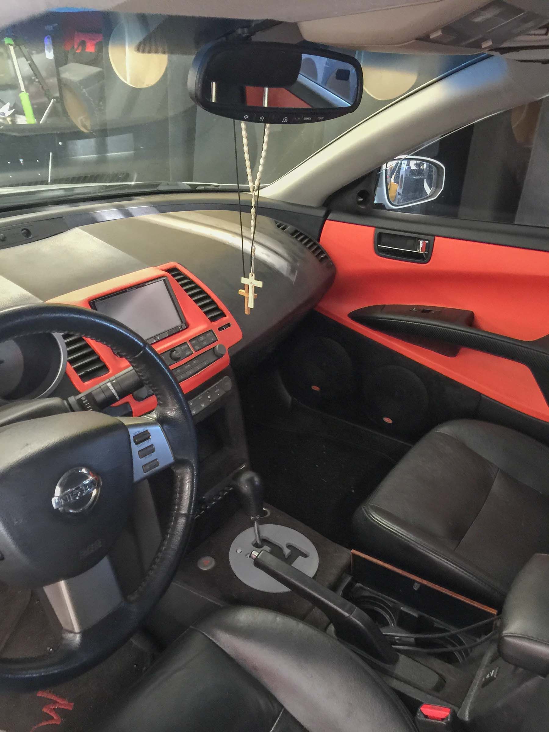 Nissan interior with stereo system