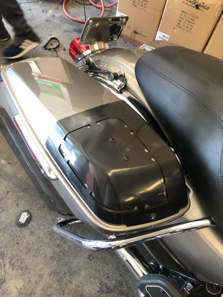 Rockford Fosgate speakers installed on a Harley-Davidson motorcycle