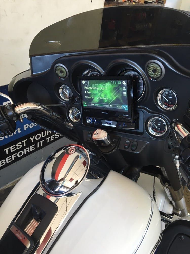 Bluetooth stereo installed on pioneer motorcycle