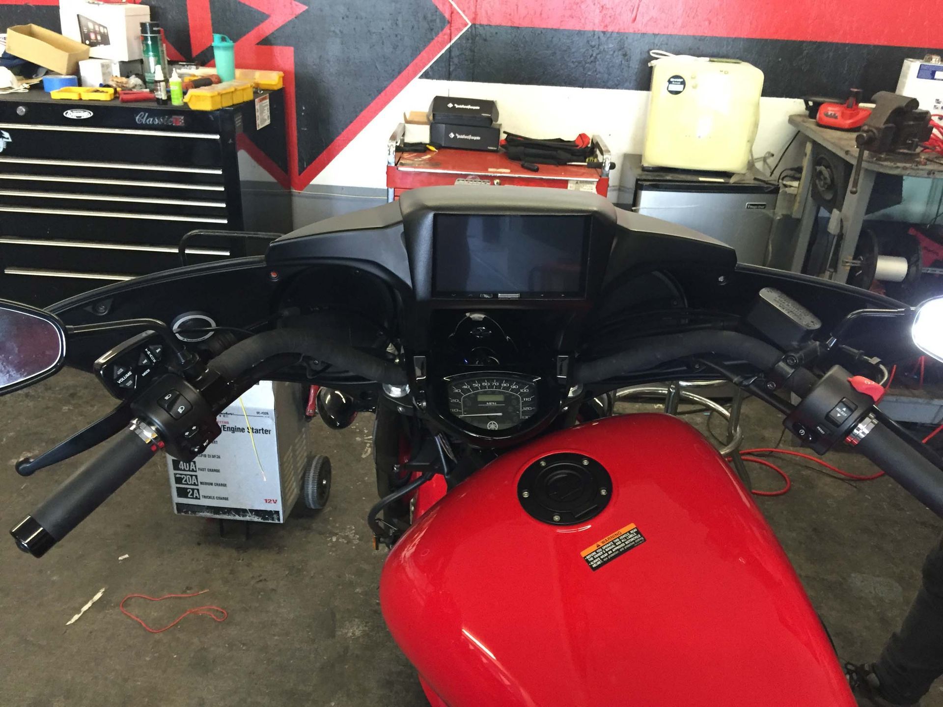New stereo installed on a motorcycle