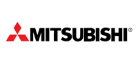 Mitsubishi logo with red diamond emblem and black text.