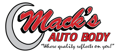 A logo for Mack 's Auto Body where quality reflects on you