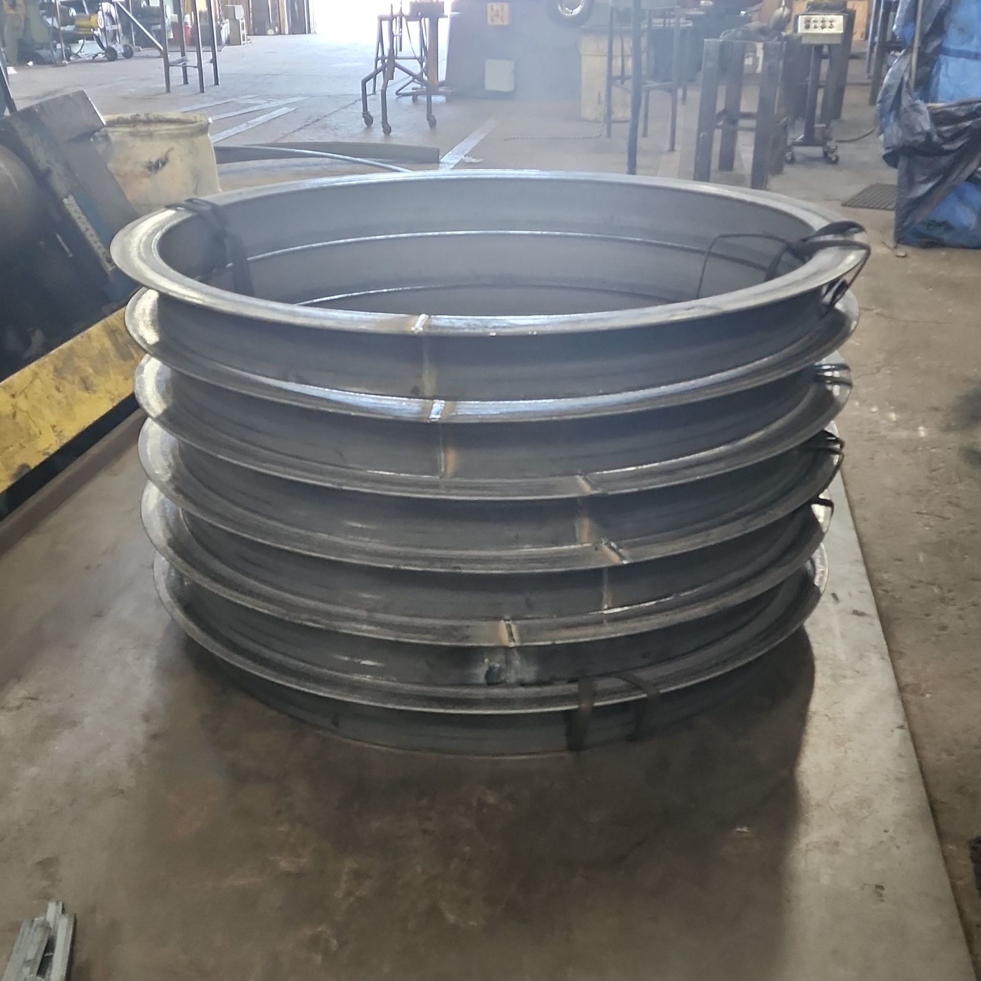 A large metal object is stacked on top of each other