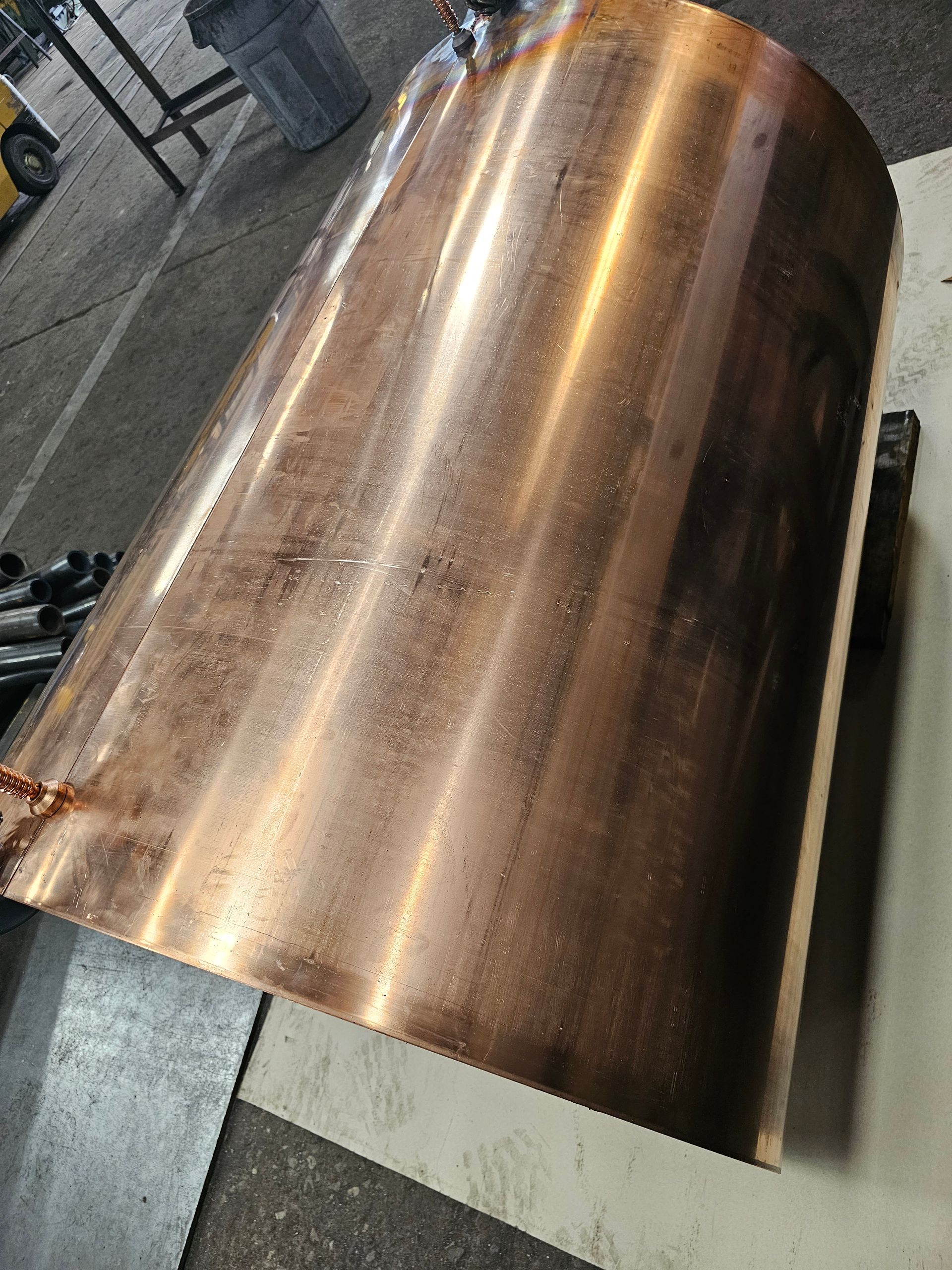 A large piece of copper is sitting on a table.
