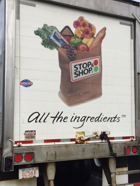 The back of a stop and shop truck