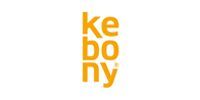 The Kebony logo in orange font stacked vertically on a white background.