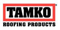 TAMKO Roofing Products logo with black text inside a red rectangle.