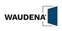 Waudea logo with dark blue door graphic and text on white background.