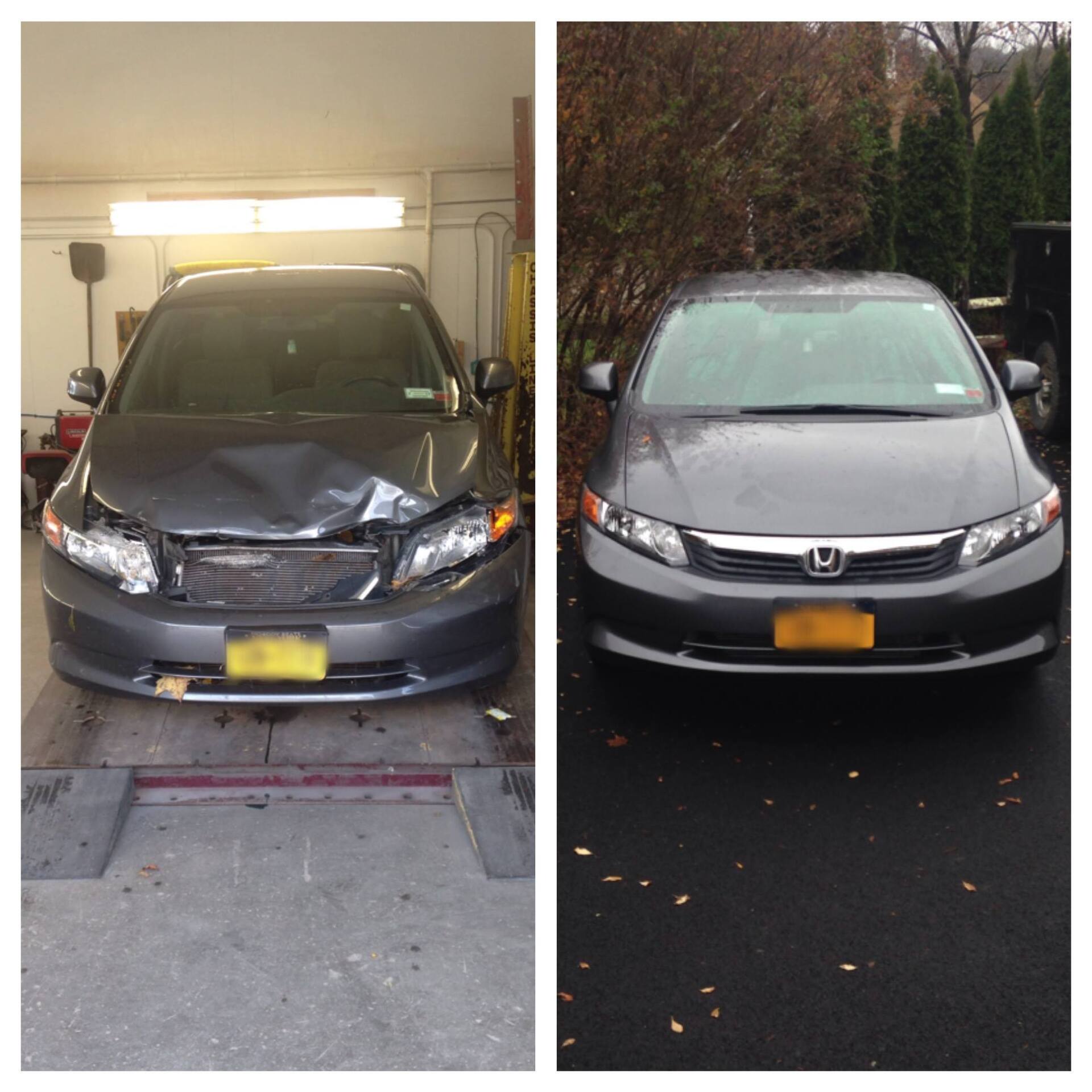 Before and after auto body repair