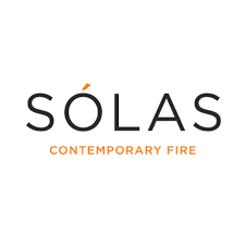 Logo for SÓLAS CONTEMPORARY FIRE: Black text, orange accent over